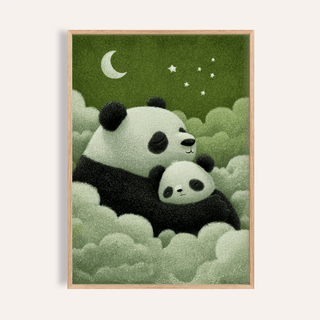 Panda Nursery Wall Art for kids room, Green, Black, White, art print