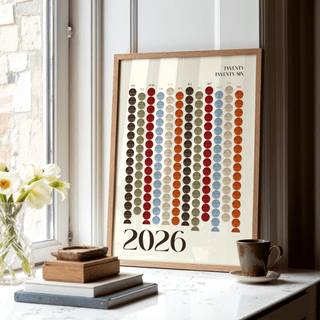 Big Calendar for Wall, orange and brown design, modern kitchen art print