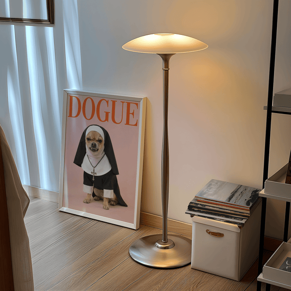 Chihuahua Nun Costume Art poster for hallway showing playful dog in costume