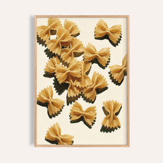 Farfalle Pasta Art print in Beige and Yellow for kitchen wall art