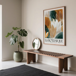 Botanical wall art with leaves and fine line detailing