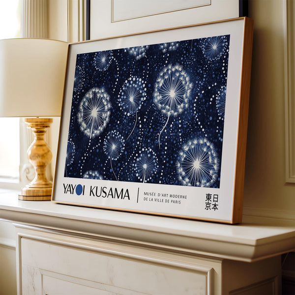 Starry night dandelion poster with a celestial theme