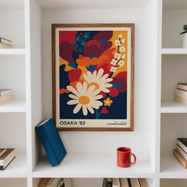 Modern art flower print featuring layered botanical shapes.