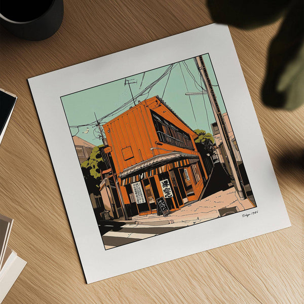 Japanese retro Tokyo wall art capturing nostalgic city life
