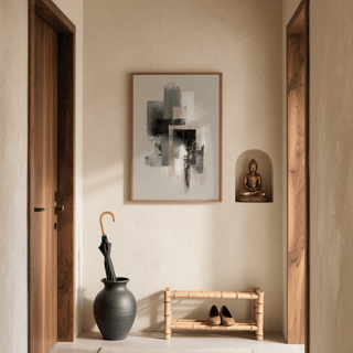Modern Abstract Poster with gold detail for minimalist bedroom wall art