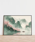 Mountain Landscape Art Print with soft colors for peaceful office wall art