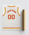 Minimalist wall display of Atlanta Hawks Basketball Jersey Poster on neutral wall