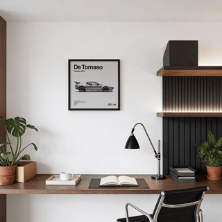 Sleek De Tomaso Pantera GT5 Print in monochrome, perfect for garage wall art