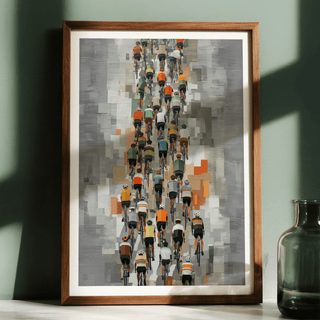 Detailed shot of wheels alignment on Bicycle Racing Poster