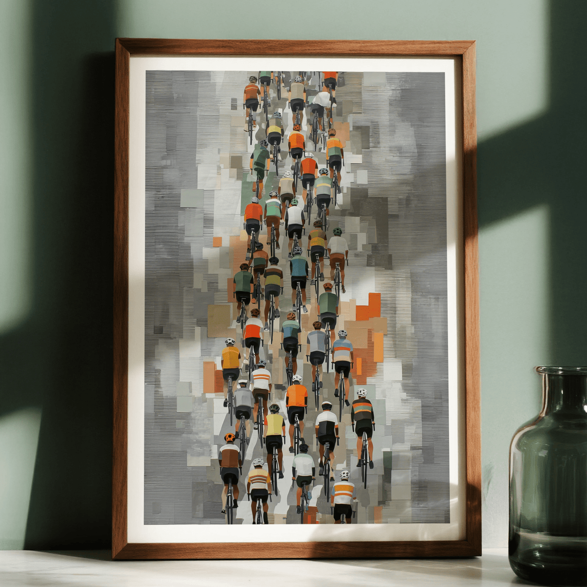 Detailed shot of wheels alignment on Bicycle Racing Poster