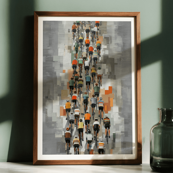 Detailed shot of wheels alignment on Bicycle Racing Poster