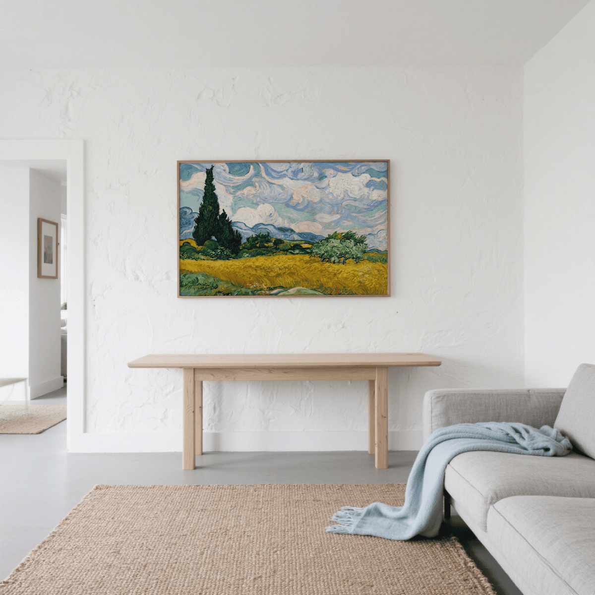 Cypress Tree Landscape print, Multicolored brushwork, dining room statement piece