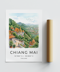 Chiang Mai Art Print panoramic viewpoint with river and mountains