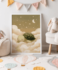 Cute Turtle Wall Art with turtle motif in green for nursery room