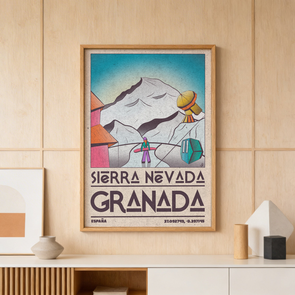 Close-up of bold snow ridges on Sierra Nevada Art Print illustration