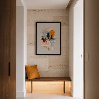 Abstract Wall Art poster using Gray, Beige tones for hallway decoration