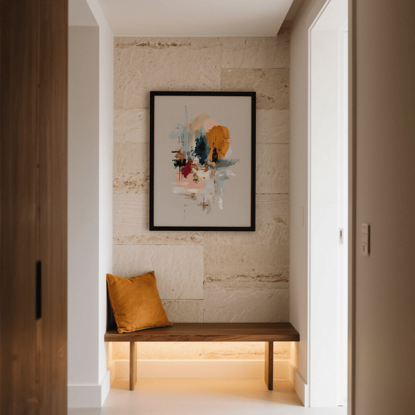 Abstract Wall Art poster using Gray, Beige tones for hallway decoration