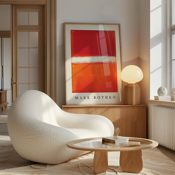 Orange abstract art featuring deep red and fiery hues