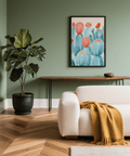 Entryway wall poster Colorful Cactus Print Blue Pink for modern interior