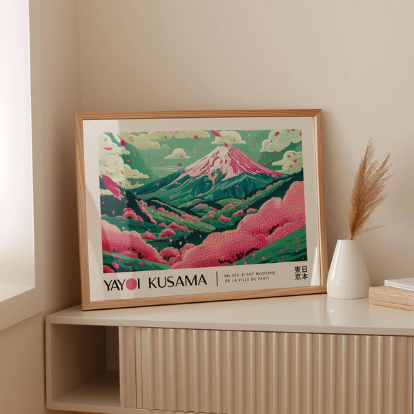 Abstract cherry blossom art featuring a vibrant nature-inspired theme