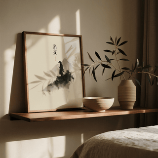 White Samurai Wall Art print, perfect for contemporary living rooms
