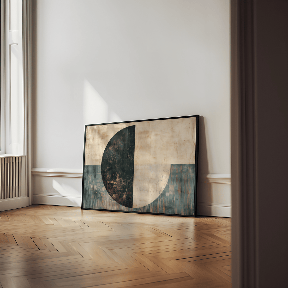 Modern Art Poster with Blue and Beige design for bedroom decor