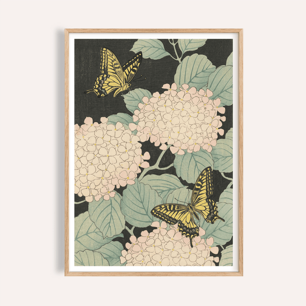 Butterfly Art Print in Black and Yellow for living room wall art