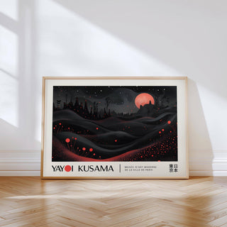 Cosmic moon print combining surrealism with Japanese influence