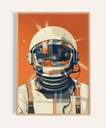 Astronaut Poster in orange and blue for office wall art