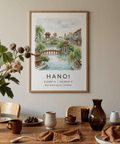 Wide-view Hanoi Landscape Wall Art featuring bridge, pagodas, and lake