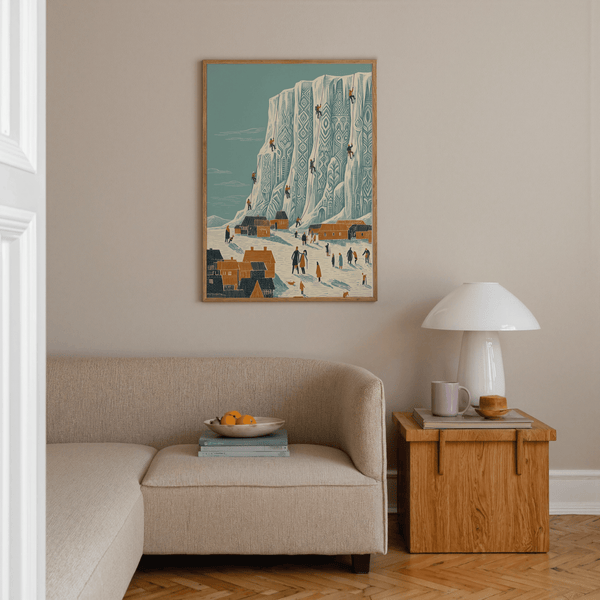 Mountain Climbing Art Print featuring Blue tones for study room wall