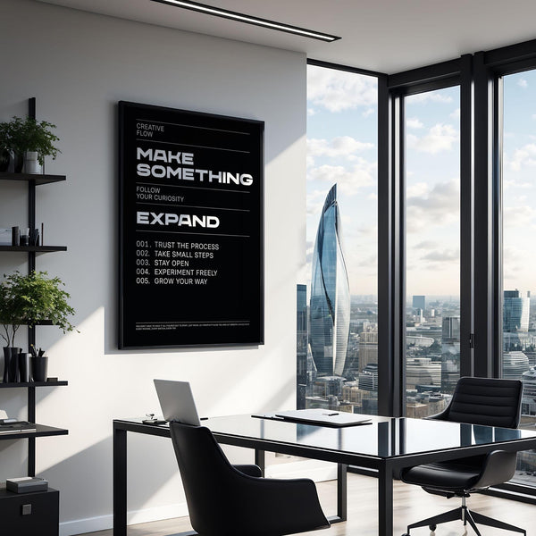 Wall Art Phrases piece ideal for workspaces and creative studios.