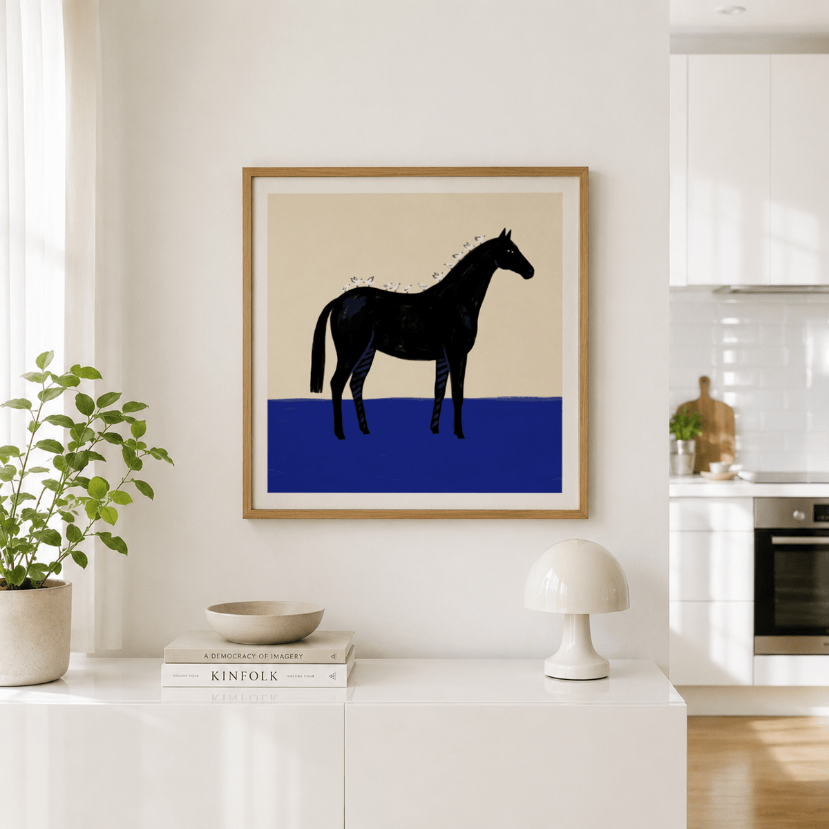 Black Horse Wall Art unboxed and ready to frame