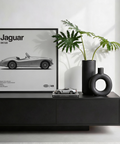 Jaguar XK120 Art Print for entryway, featuring Black and White tones, poster
