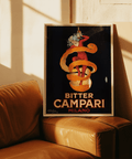 Vintage Campari Print art for modern living room with Red accents