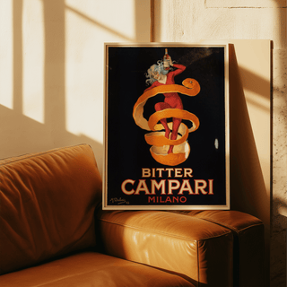 Vintage Campari Print art for modern living room with Red accents
