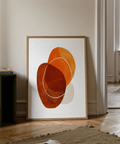 Orange Boho Art Print showing layered oval forms and a white ring line