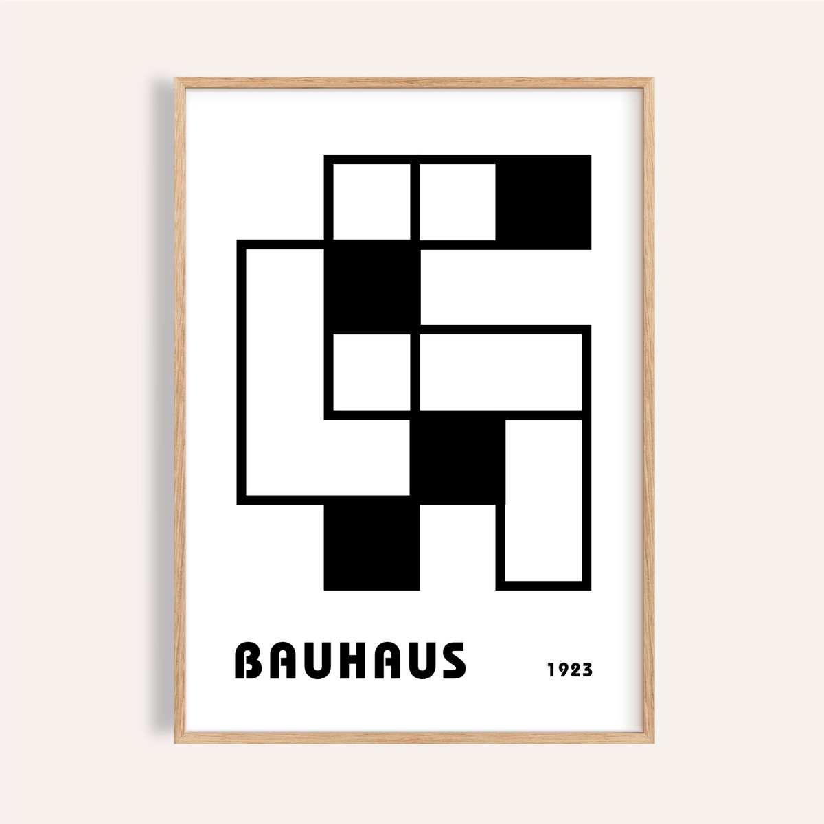 Minimalist Block Art print in black and white for living room wall art