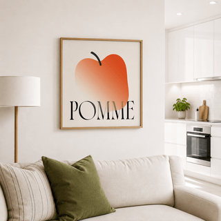 Minimalist Apple Art Print highlighting apple silhouette and type