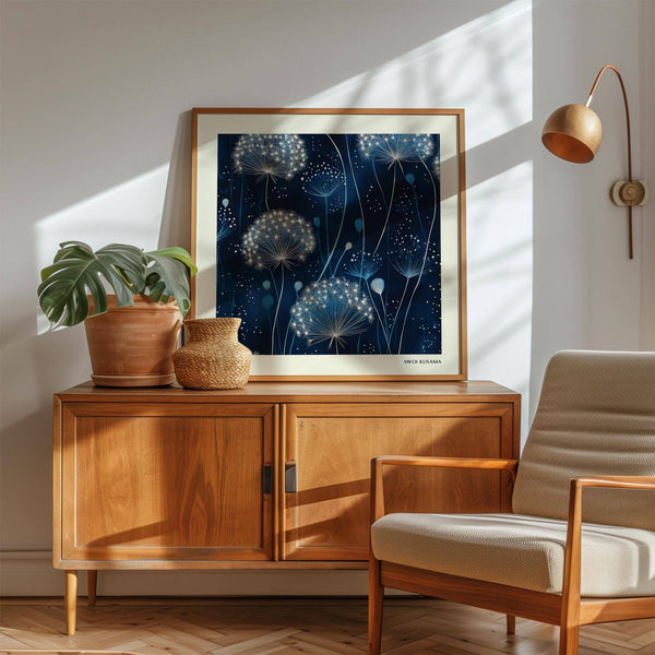 Nature-inspired blue art work for peaceful home interiors