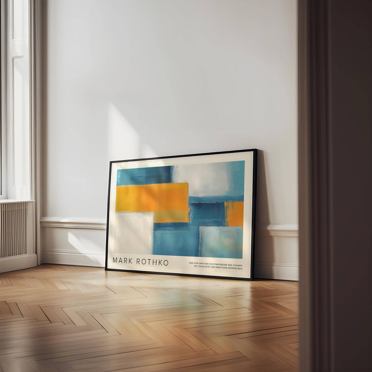 Rothko-style wide wall art in contemporary living room​