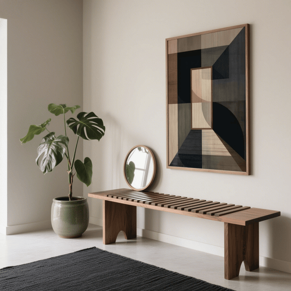 Abstract Wabisabi Art Print in brown tones for calm entryway design