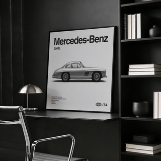 Classic Car Wall Art with Black tones for living room print