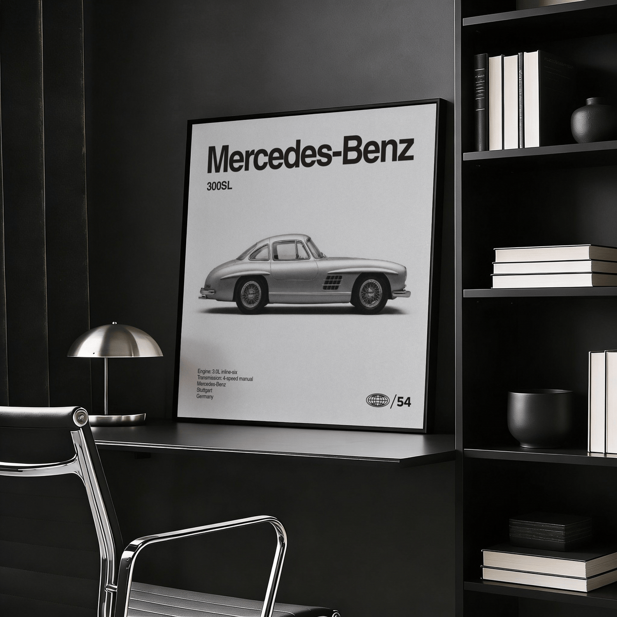 Classic Car Wall Art with Black tones for living room print