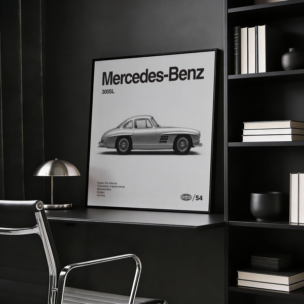Classic Car Wall Art with Black tones for living room print