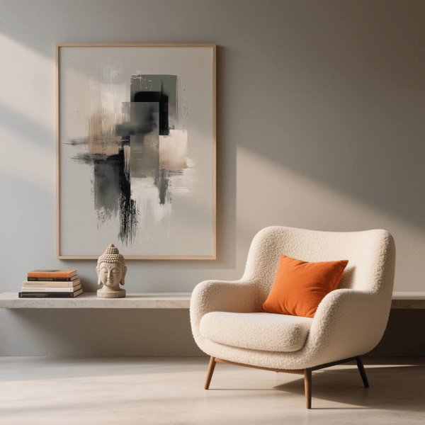 Minimal Neutral Wabi Sabi Wall Art in Gold and Green for serene wall art print