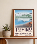 Tofino Landscape Art Print focus on bold TOFINO typography and coordinates