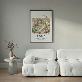 Framed mockup of Lazio Landscape Wall Art in modern living room