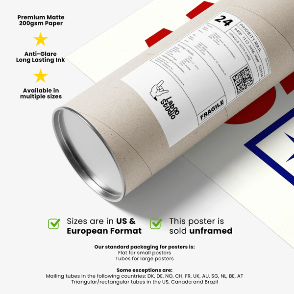 Americano Cocktail Print poster, Red and Blue, kitchen theme decor