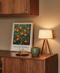 Bright oranges on lush botanical branches – Orange Tree Wall Art.